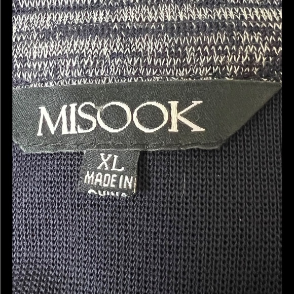 MISOOK Coat Long Full Zip Navy Blue Gray Collar Grommet Cardigan Sweater XL - Picture 7 of 9